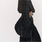 CONFUN double layer drawstring large pocket single shoulder large capacity crossbody bag image 2