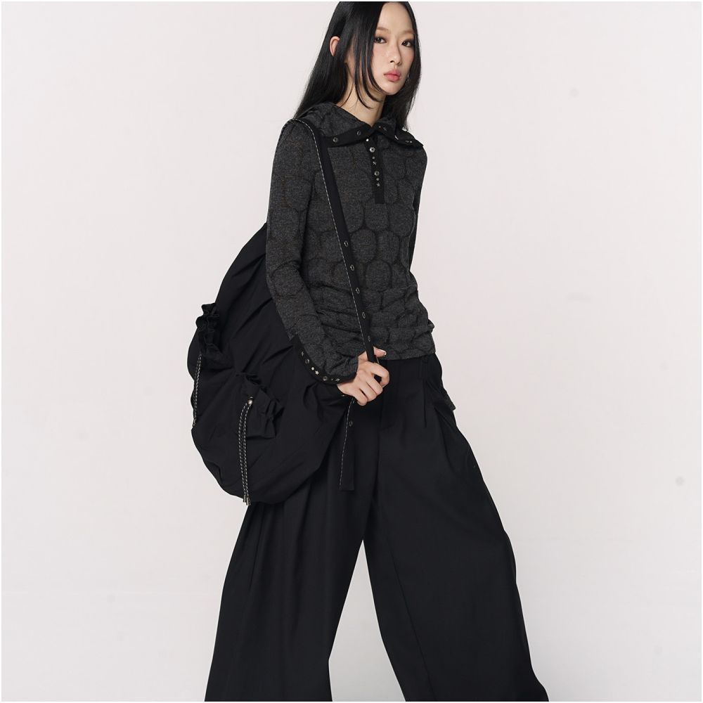 CONFUN double layer drawstring large pocket single shoulder large capacity crossbody bag image 3