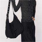 CONFUN double layer drawstring large pocket single shoulder large capacity crossbody bag image 4