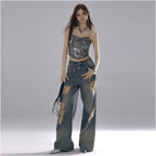 LA CRAWFISH Fashionable Retro Premium Glitter Bead Strap Top Exquisite Party Spicy Girl Top Female image 4