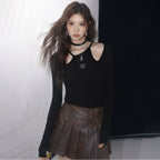 LA CRAWFISH2024 Winter New Collection Love Embroidered Silver Thread Fine Sparkling Hollow out Spicy Girl Knitted Sweater for Women image 2