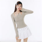 LA CRAWFISH2024 Winter New Collection Love Embroidered Silver Thread Fine Sparkling Hollow out Spicy Girl Knitted Sweater for Women image 5