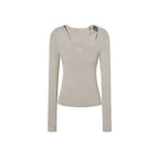 Cutout Ribbed Long Sleeve Top