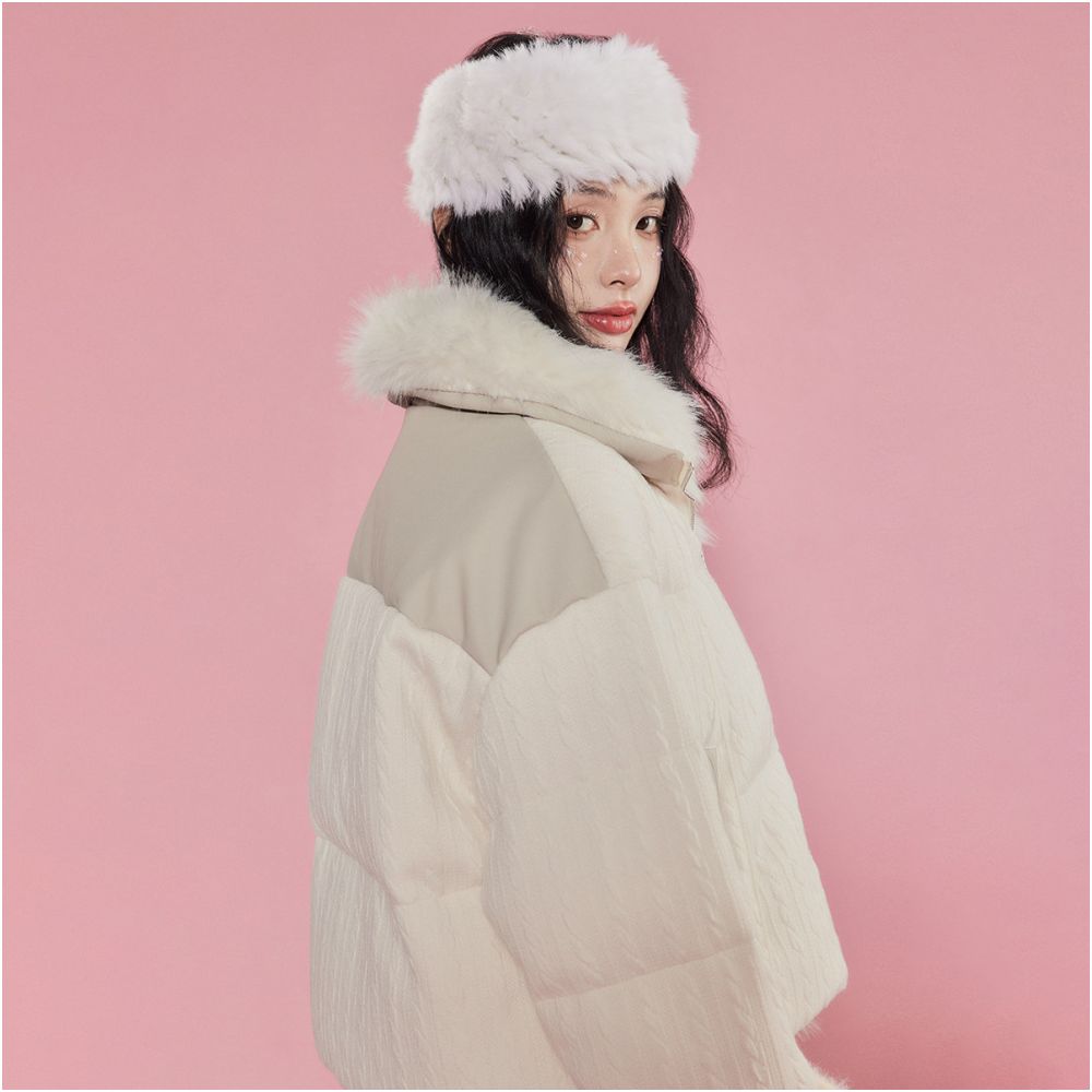 LA CRAWFISH Korean lazy 90 white duck down detachable fur collar PU leather down jacket winter thick coat for women image 3