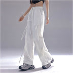 LA CRAWFISH Street Sports Lightweight Outdoor Wind Side Drawstring Versatile Wide Leg Loose Casual Pants for Women image 3