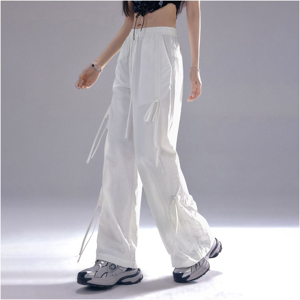 LA CRAWFISH Street Sports Lightweight Outdoor Wind Side Drawstring Versatile Wide Leg Loose Casual Pants for Women image 3