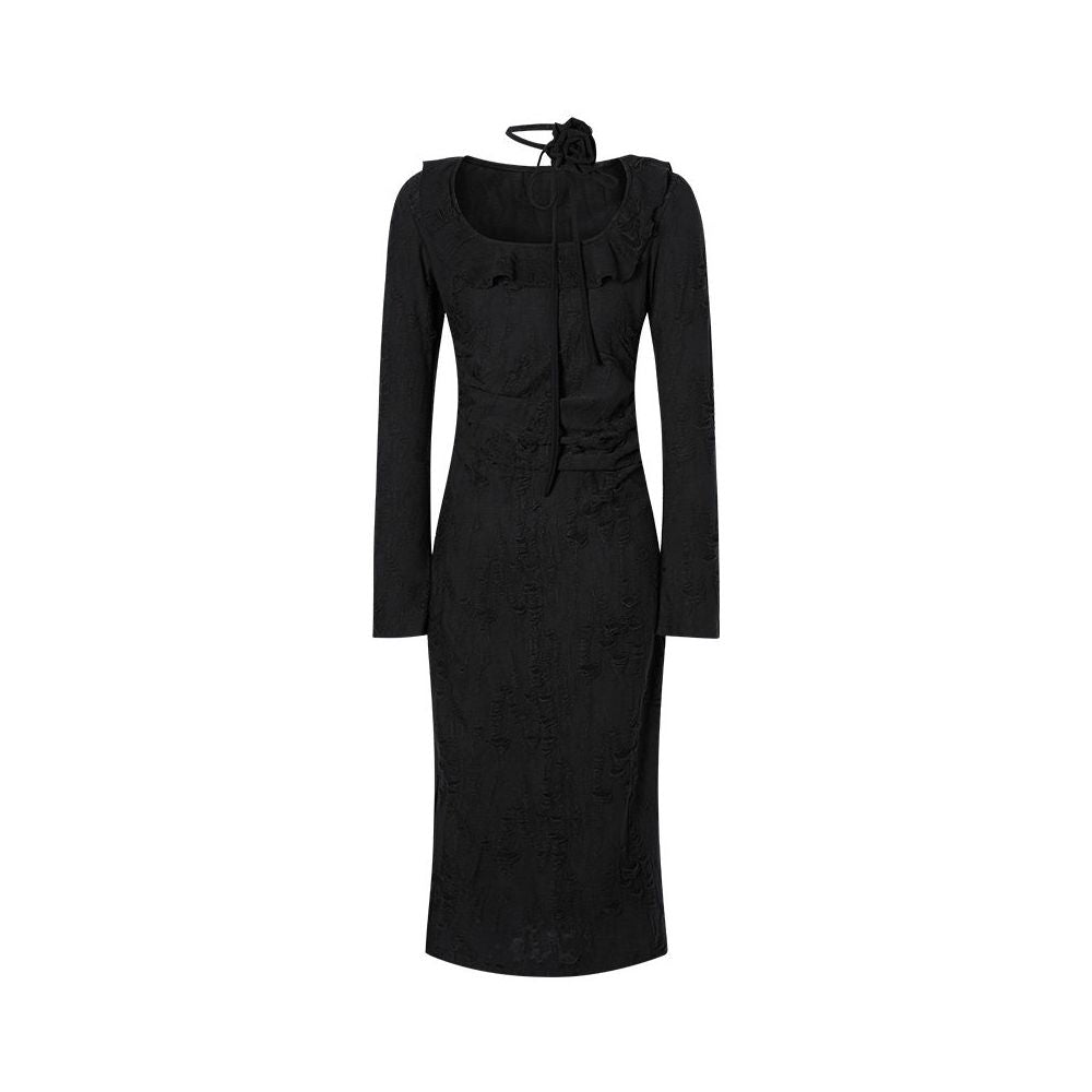 Noir Muse Textured Midi Dress