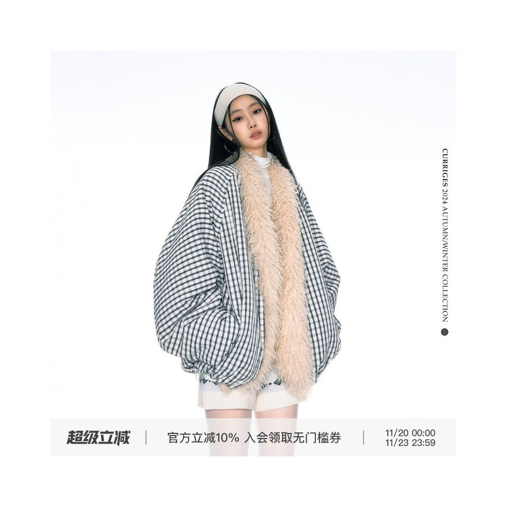 Spice Faux Fur Plaid Jacket image 1