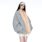 Spice Faux Fur Plaid Jacket