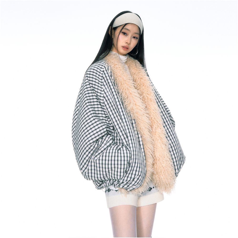 Spice Faux Fur Plaid Jacket