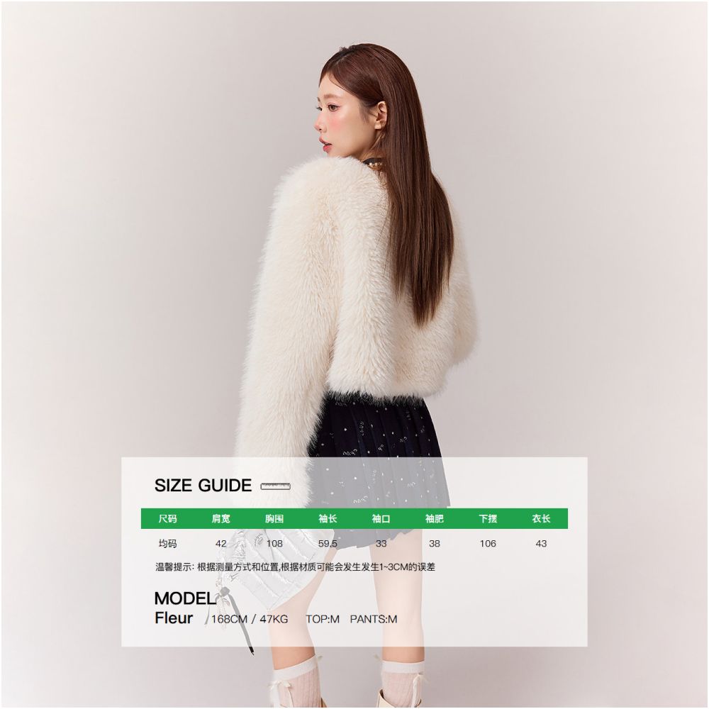 IVE LIZ Same Style CHUU Imitation Fur Integrated Coat for Women 2025 Winter Rice White Hairy and Environmentally Friendly Fur image 5