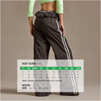 CHUU Lace up Ruffle Wide Leg Casual Pants for Women 2025 Winter New Arrival Side Stripe Lace Trim Fleece Lined Long Pants image 4