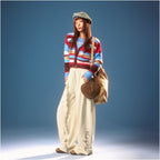 CHUU elastic waisted casual pants for women 2026 early spring new product letter printed asymmetrical ruffle edge splicing curved knife pants image 2