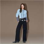 CHUU Women s White Painted Wide Leg Casual Pants Autumn 2025 New Arrival Eyelet Pockets Ribbon Straight Leg Cargo Pants image 2