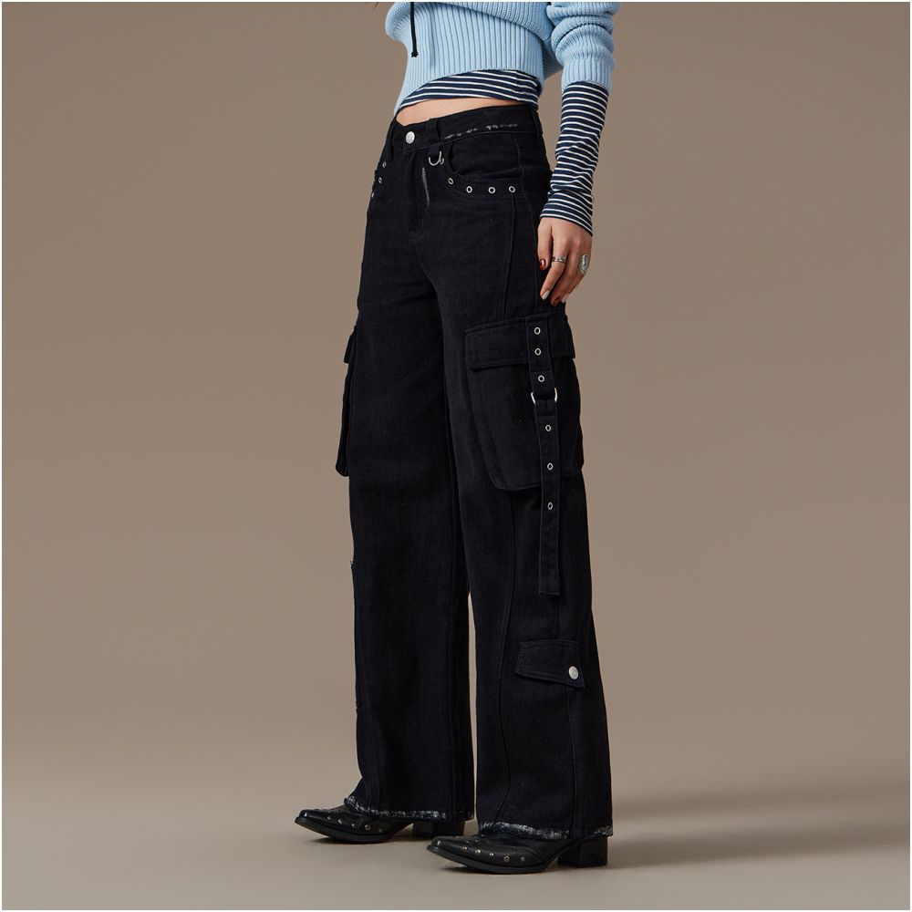 Sejin Black Strap Utility Pants