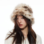 THELIGHT 24 Winter New Warm Hairy Fisherman s Hat Imitation Fur Hat Ear Protection Hair Plush Shows Face Size image 4