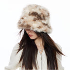 THELIGHT 24 Winter New Warm Hairy Fisherman s Hat Imitation Fur Hat Ear Protection Hair Plush Shows Face Size image 5
