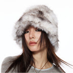 THELIGHT 24 Winter New Warm Hairy Fisherman s Hat Imitation Fur Hat Ear Protection Hair Plush Shows Face Size image 0