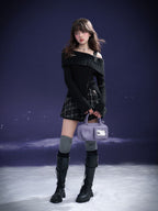 SagiDolls Girl s Fighting Spirit Black Feather Dream Pure Desire Black Off Shoulder Knit Top Valentine s Day Date Spring image 4