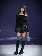 SagiDolls Girl s Fighting Spirit Black Feather Dream Pure Desire Black Off Shoulder Knit Top Valentine s Day Date Spring image 5