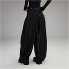 Low pixel black tassel rivet fart curtain women s low waist slim fit patchwork irregular A line skirt image 4