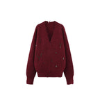 Vintage Red Distressed V-Neck Knit Sweater