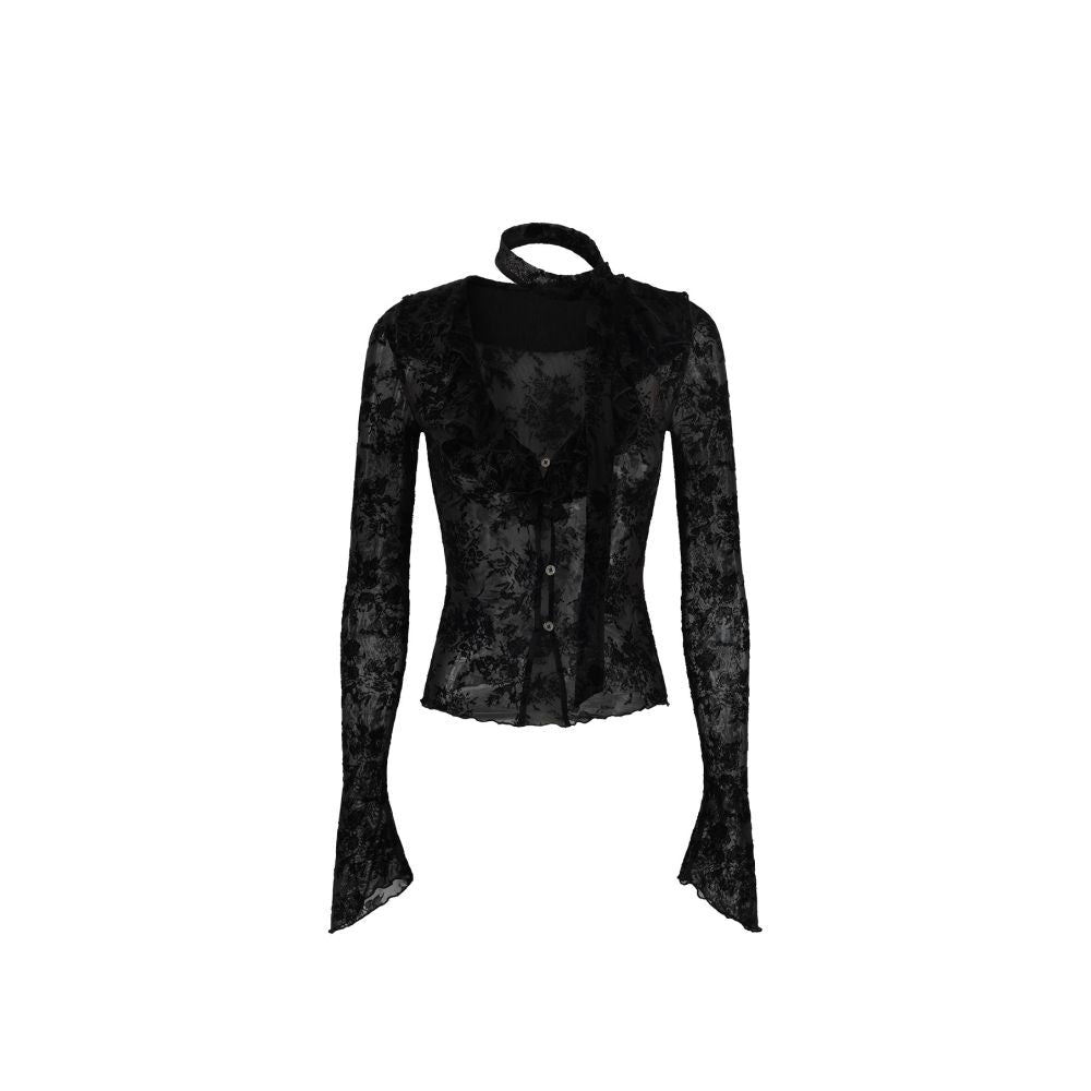 Pixel's Velvet Tie Blouse