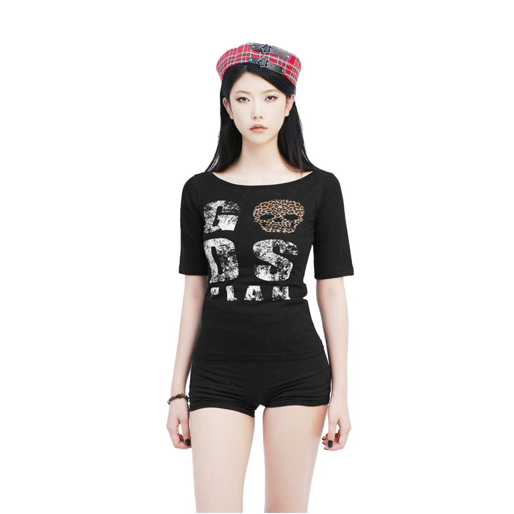 Gods plan 25ss original spicy girl niche dark leopard print slim fit waist cinching five quarter sleeve image 0