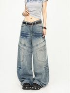 OCTTFLAB American Retro Washed Distressed Loose Wide Leg Jeans Rural Style Slimming Versatile Floor Length Pants image 4
