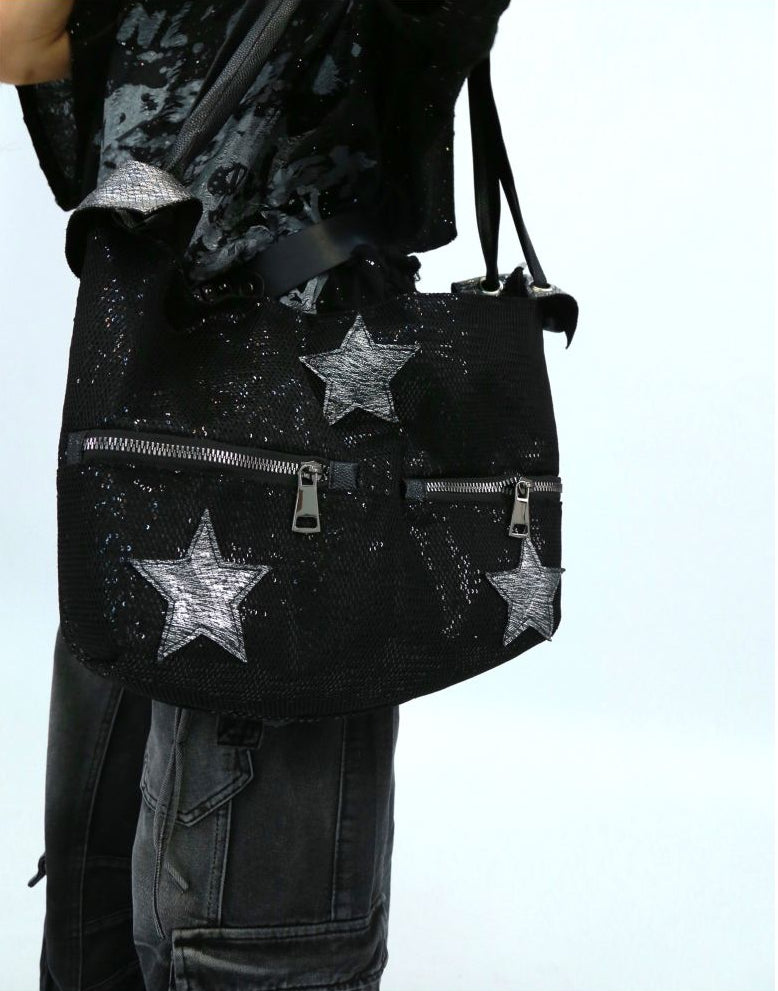 NANAICHILLI star glitter tote bag design sense subculture punk rock shoulder bag women s crossbody bag image 2