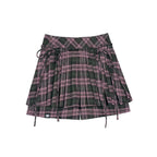 Sweet and spicy pleated shorts pink grid college style shorts sagidolls brand high waist leg length 2024 summer daily shorts image 5