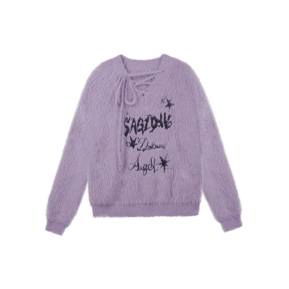 Ash Violet Faux Mink Knit Sweater