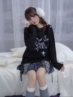 SagiDolls girls fighting spirit wearing two high necked black purple jacquard pullover sweaters sweet and cool loose and slimming keeping warm in winter image 3