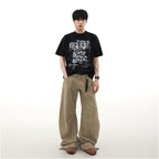 MRNEARLY s American niche design is touching like a printed short sleeved T shirt for men s loose retro versatile round neck top image 5