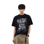 MRNEARLY s American niche design is touching like a printed short sleeved T shirt for men s loose retro versatile round neck top image 0