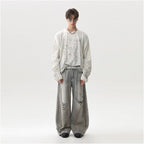 MRNEARLY American retro dirty dyed pure cotton autumn long sleeved T shirt men s and women s trendy brand loose high street hooligan handsome top image 5