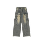 Washed Cargo Denim Jeans