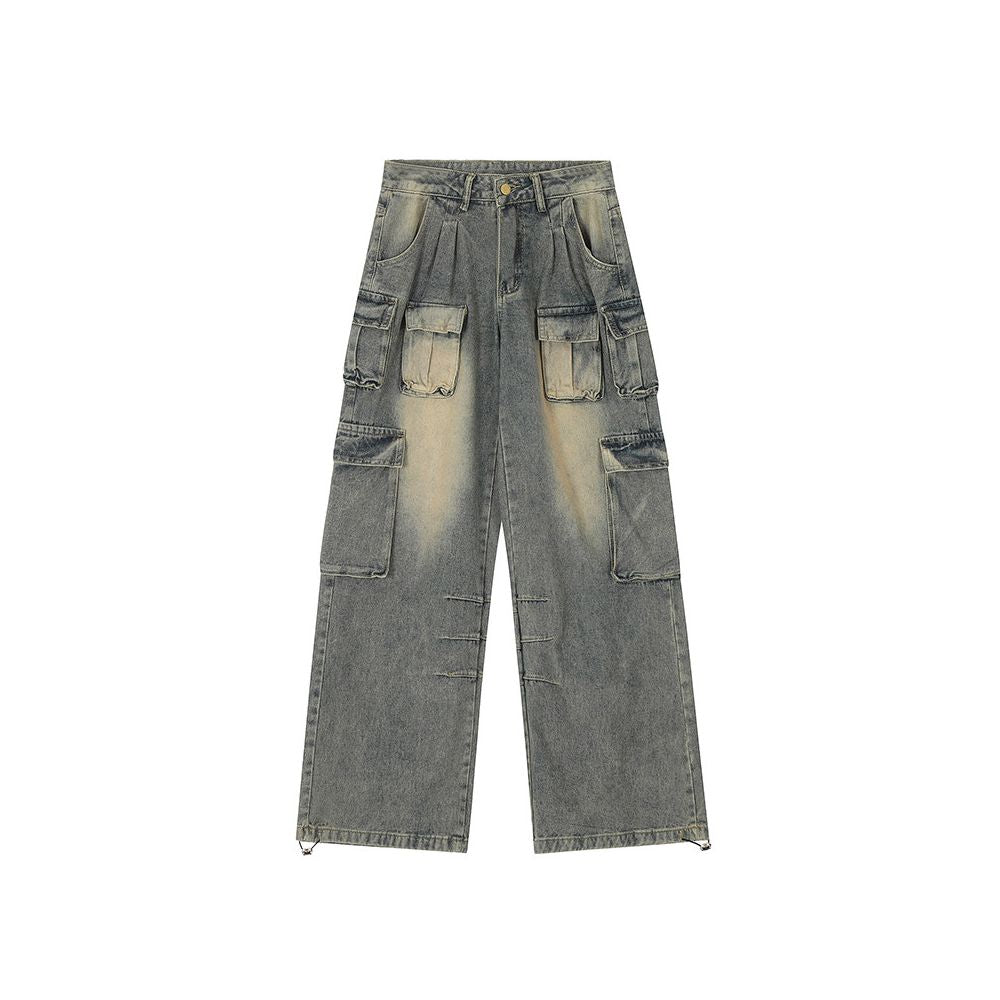 Washed Cargo Denim Jeans