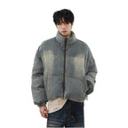 MRNEARLY American retro distressed washed denim down jacket winter thick warm bread jacket couple trend image 4