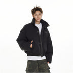 MRNEARLY winter thick American style clean fit short standing collar cotton jacket for men and couples bread jacket cotton jacket jacket image 1