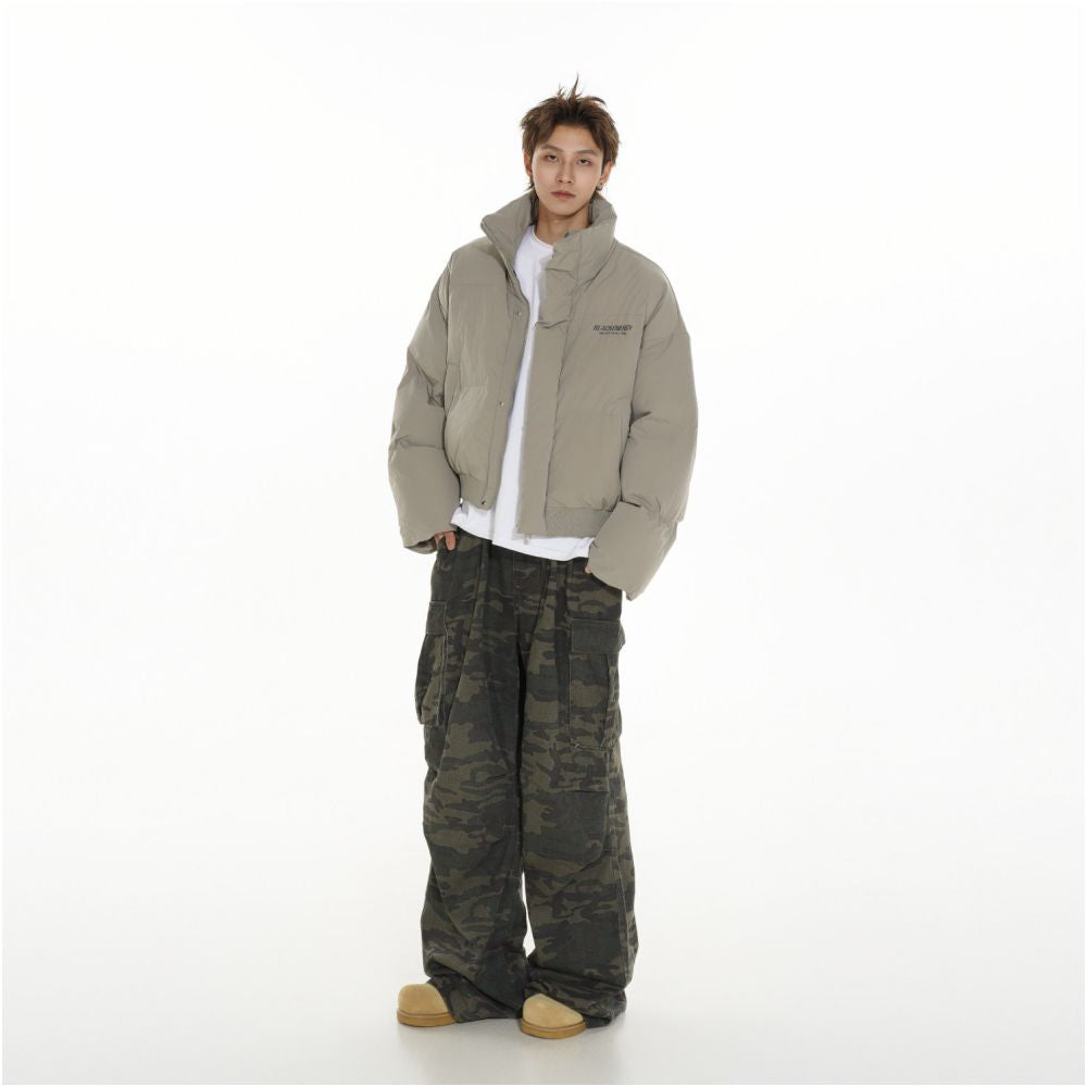 MRNEARLY winter thick American style clean fit short standing collar cotton jacket for men and couples bread jacket cotton jacket jacket image 3