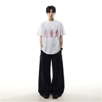 MRNEARLY American Street Shadow Printed Cleanfit Short sleeved T shirt for Men Loose Retro and Handsome Top Trendy image 4