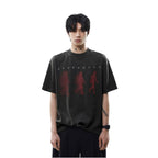 MRNEARLY American Street Shadow Printed Cleanfit Short sleeved T shirt for Men Loose Retro and Handsome Top Trendy image 0