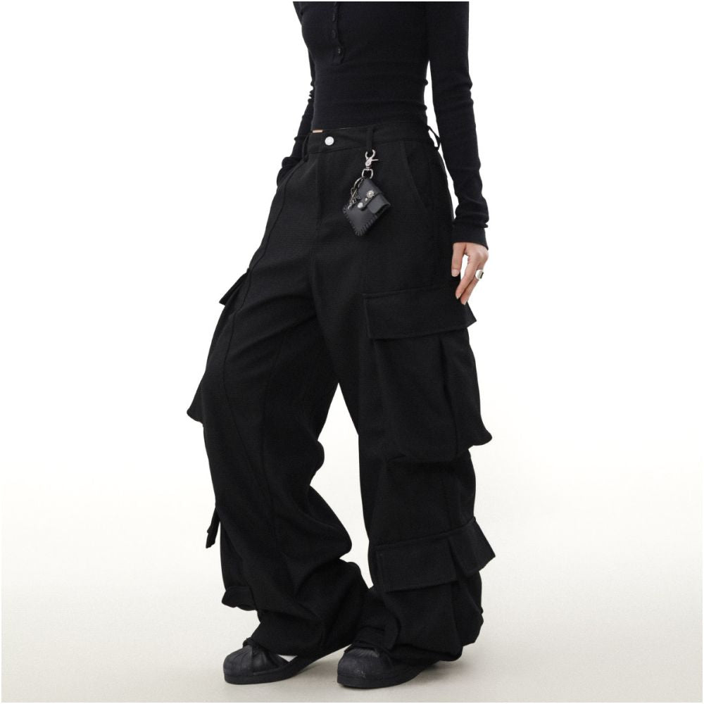 MRNEARLY American retro deconstructive silhouette multi pocket work pants for men and women trendy brand new loose and cool pants image 1