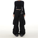 MRNEARLY American retro deconstructive silhouette multi pocket work pants for men and women trendy brand new loose and cool pants image 2