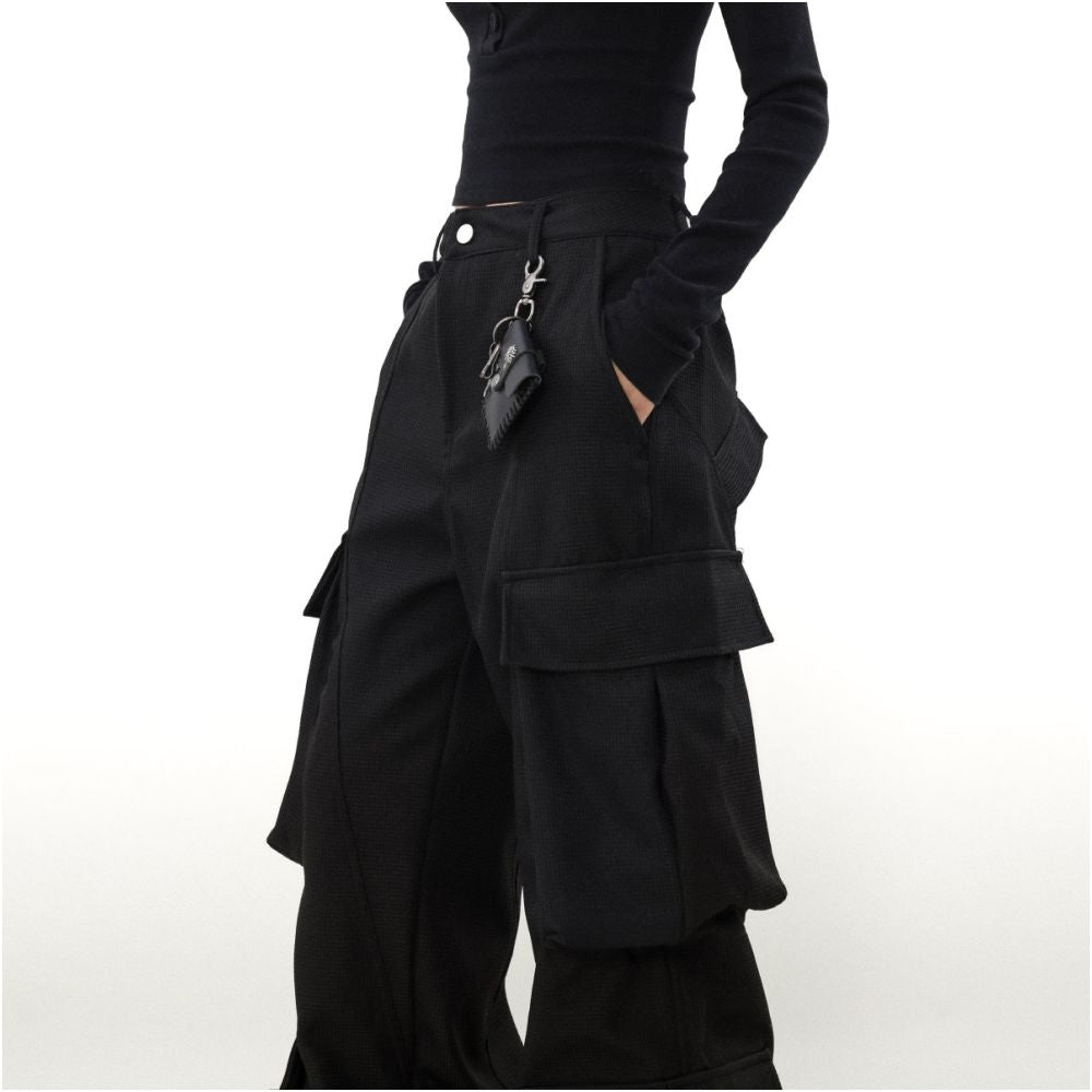 MRNEARLY American retro deconstructive silhouette multi pocket work pants for men and women trendy brand new loose and cool pants image 3