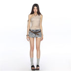 BIGGOLD wasteland style spicy girl graffiti off shoulder strap camisole vest women s summer slimming slim fit sleeveless top image 4