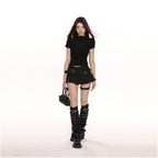 BIGGOLD lace butterfly half high neck shoulder short sleeved T shirt for women in spring and autumn pure desire for spicy girls to look thin trendy inner top image 4