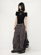 Off-Shoulder Fitted Tee (Black)