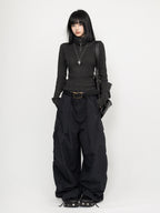 High-Neck Ribbed Knit Top